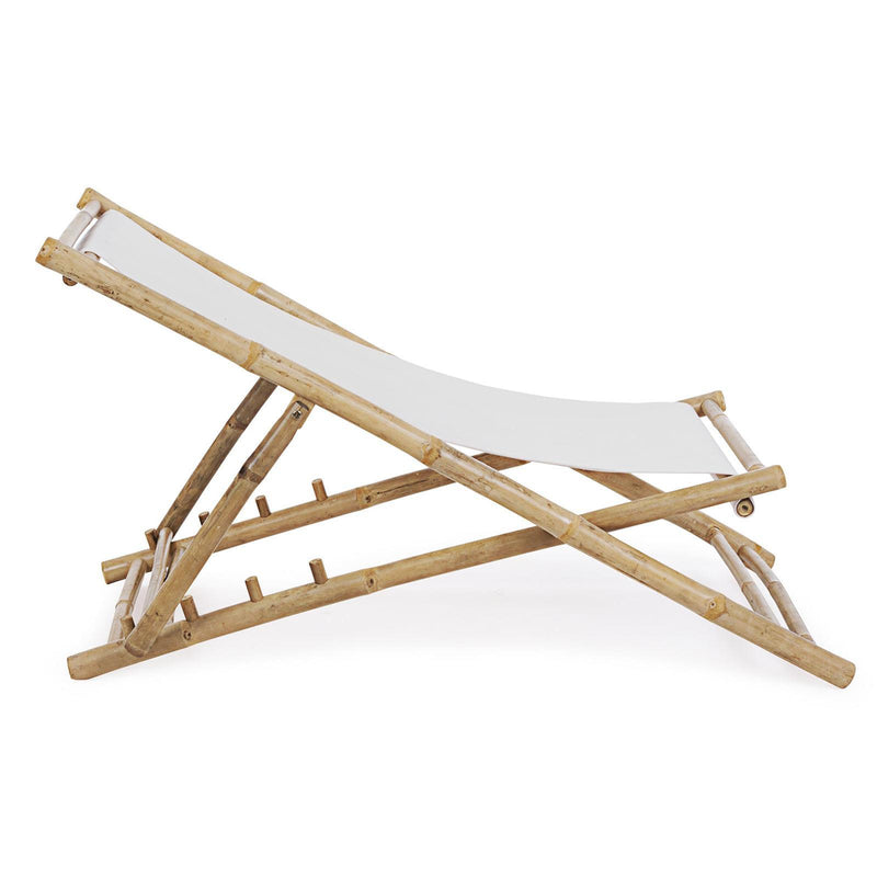Sdraio joyce da piscina e balcone 4 posizioni struttura in bamboo e tessuto bianco