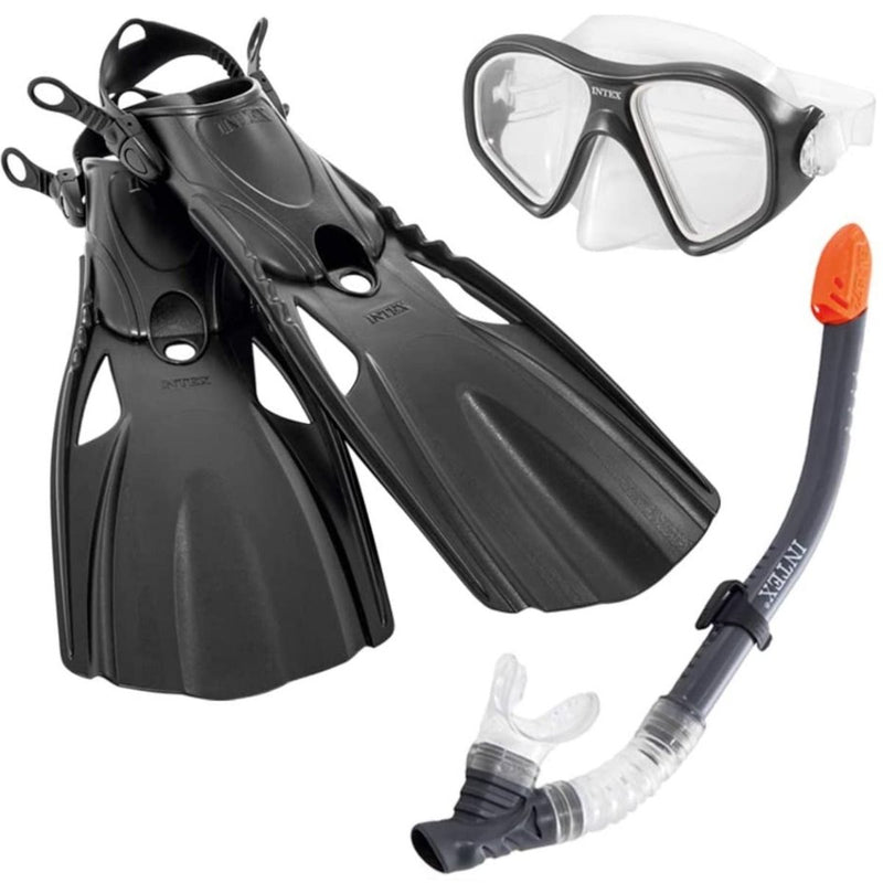 Kit completo pinne maschera e boccaglio da sub adulti per immersioni e snorkeling