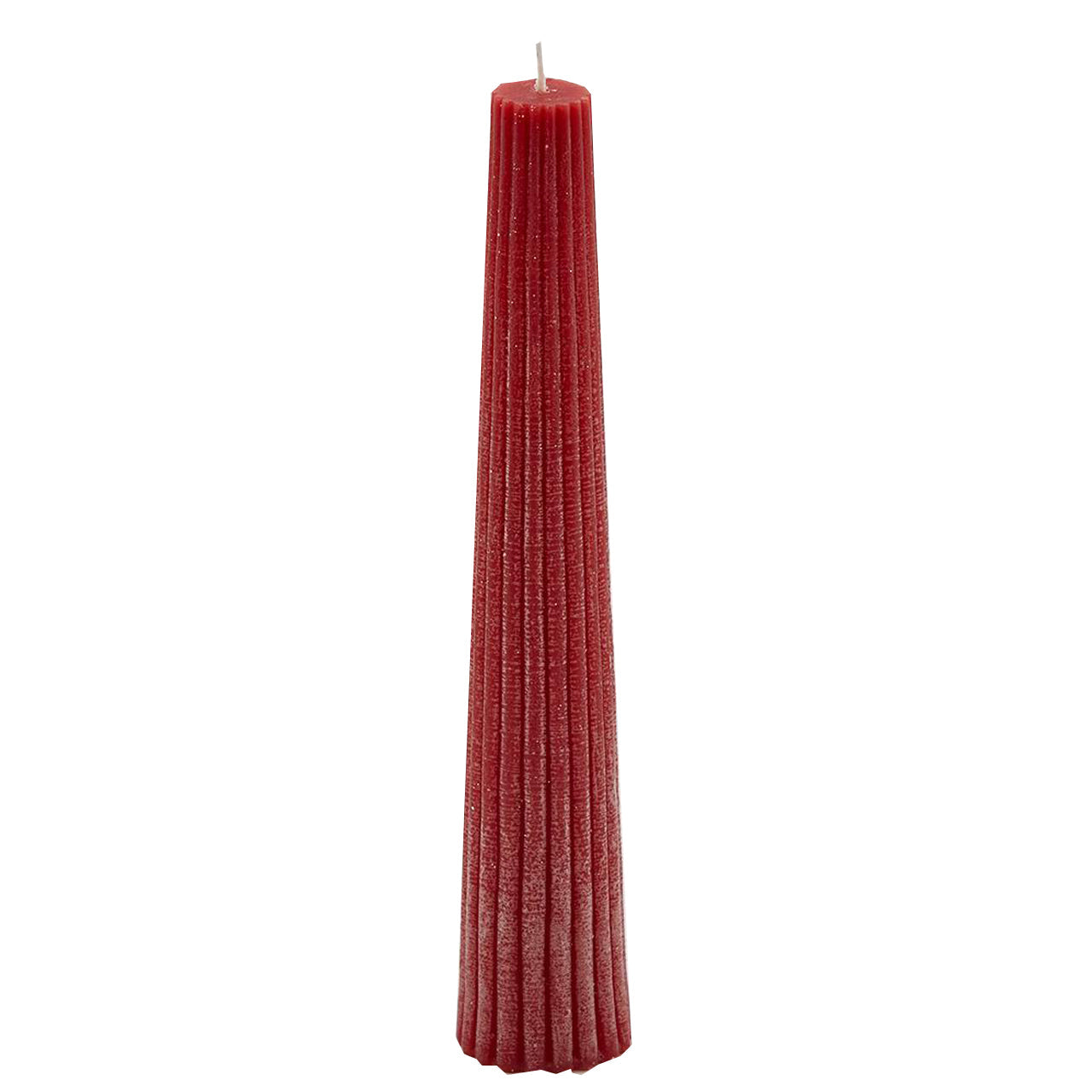 Candela conica rigata rossa per decorazione luminosa  h 25