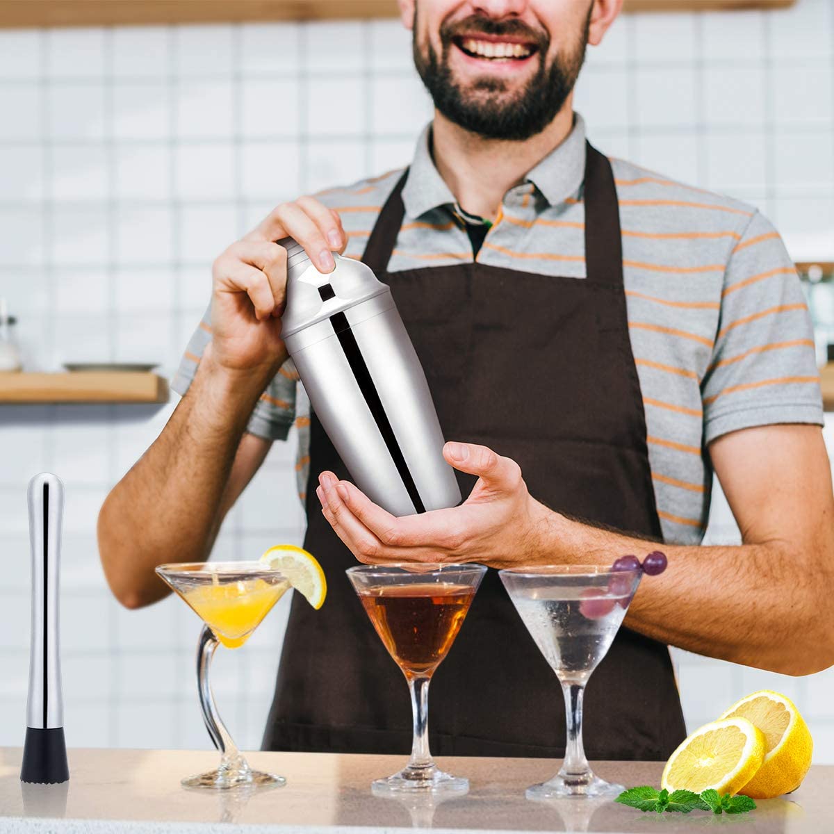 Set bartender 7 pezzi Shaker per cocktail idea regalo per barman