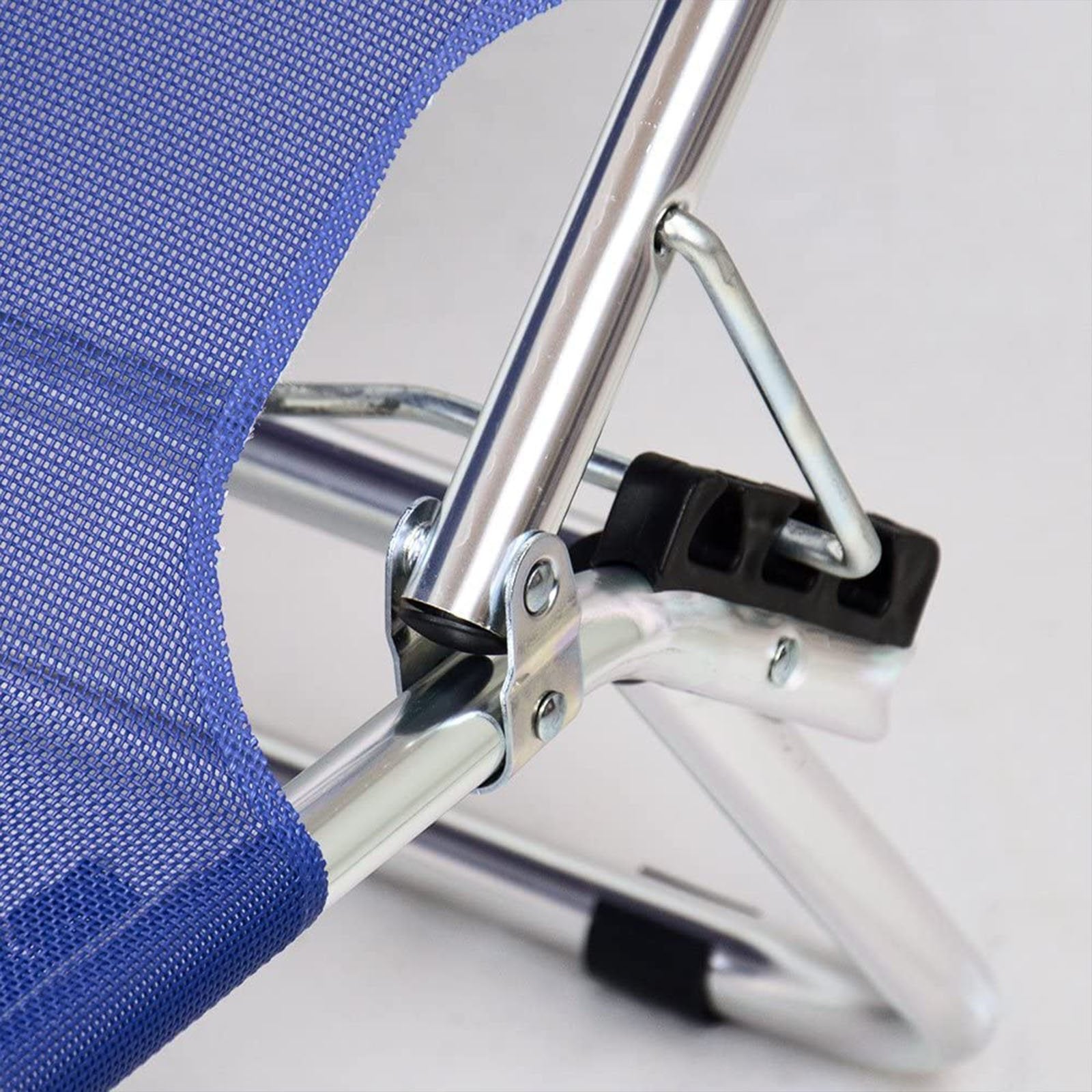 Lettino prendisole da mare e spiaggia in texilene blu brandina in alluminio