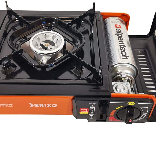 FORNELLO PORTATILE DA CAMPEGGIO GAS BUTANO CUCINA VIAGGIO CAMPING CON VALIGETTA