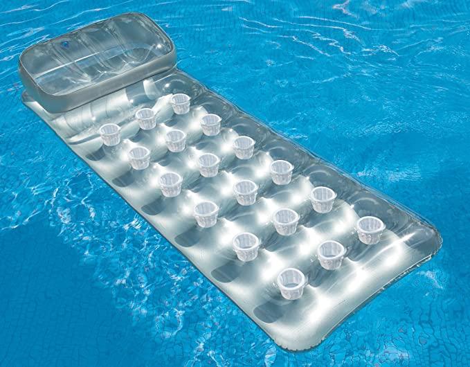 Materassino galleggiante con cuscino trasparente 190 Cm, per mare e piscina