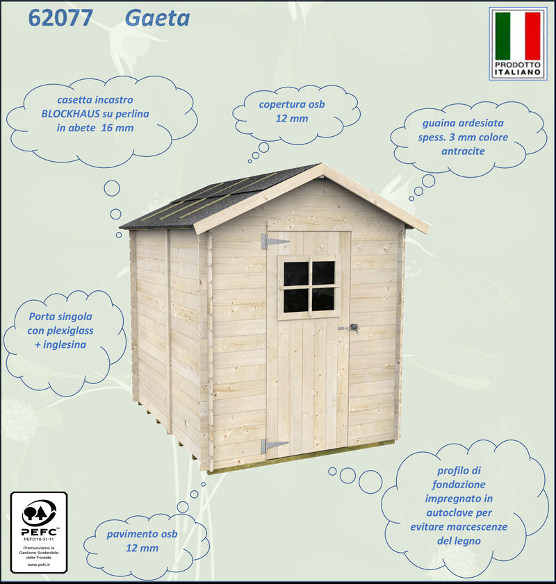 Casetta in legno con porta e finestra deposito da giardino per attrezzi "Made in Italy" 178 x 218 x h 203 cm