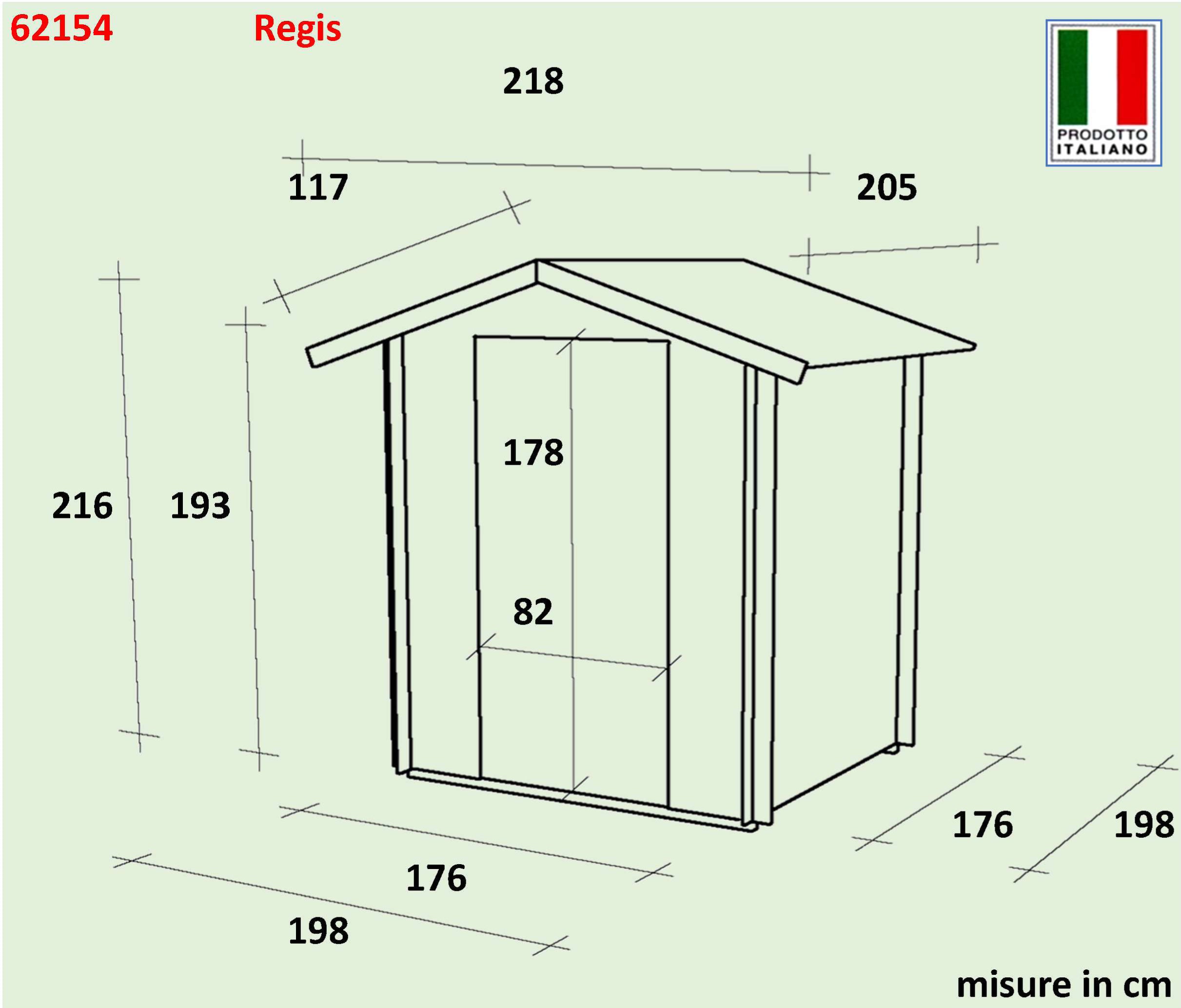 Casetta in legno con porta e finestra deposito da giardino per attrezzi "Made in Italy" 200 x 200 x h 217 cm