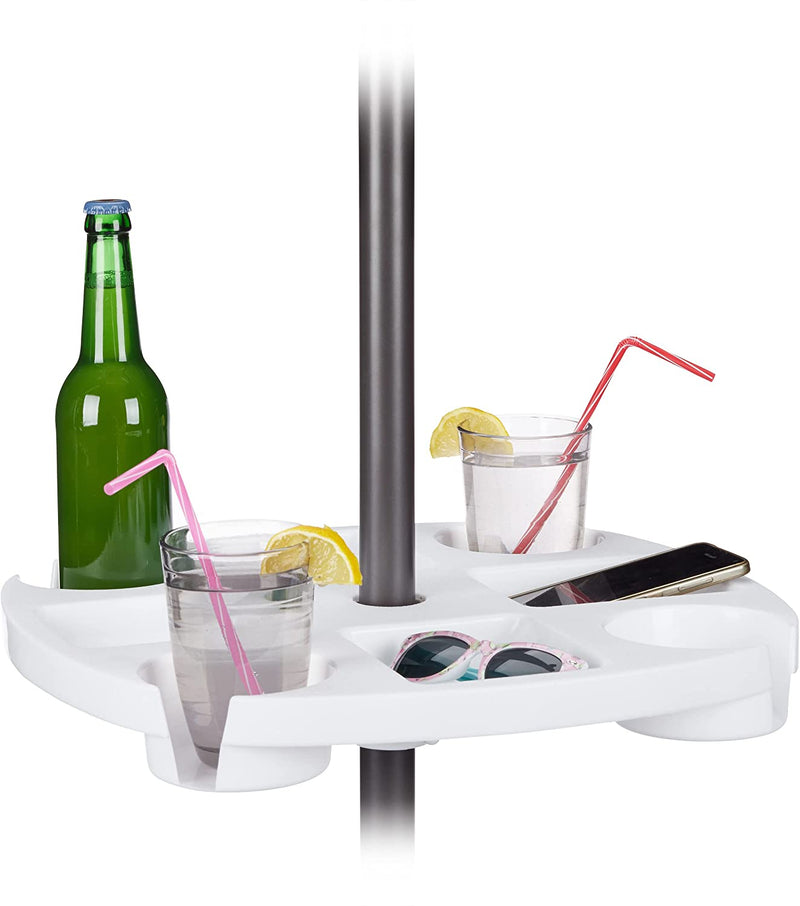 Tavolino porta bicchieri vassoio multiuso per ombrellone da mare e spiaggia Ø 30 cm