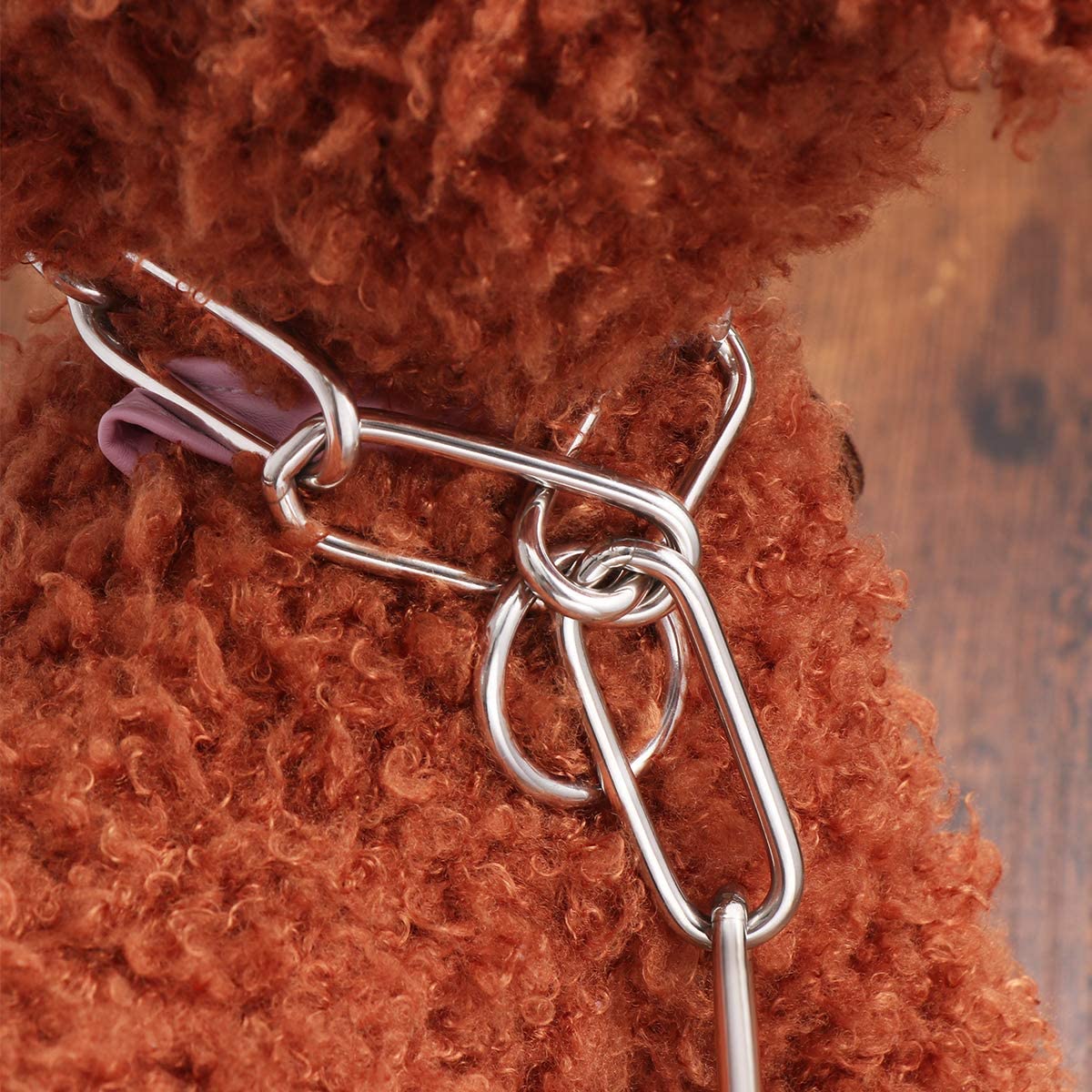 Collare a strozzo con maglia salva pelo in acciaio nichelato per cani