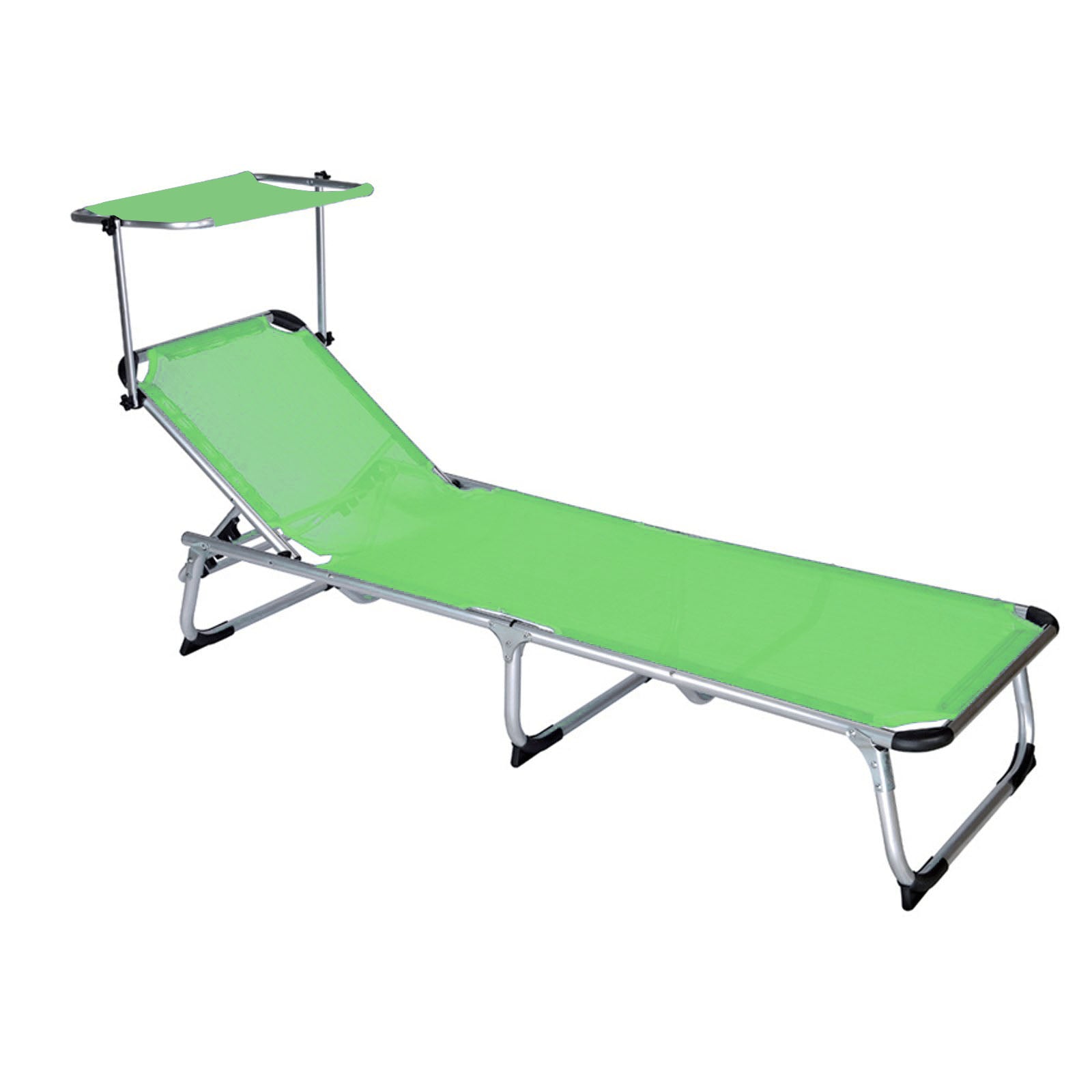 Lettino prendisole "Super" in alluminio pieghevole con tettuccio da mare e giardino