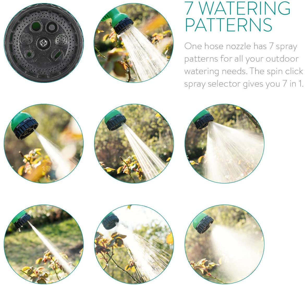 Tubo da giardino estendibile con pistola 7 funzioni per balcone e veranda