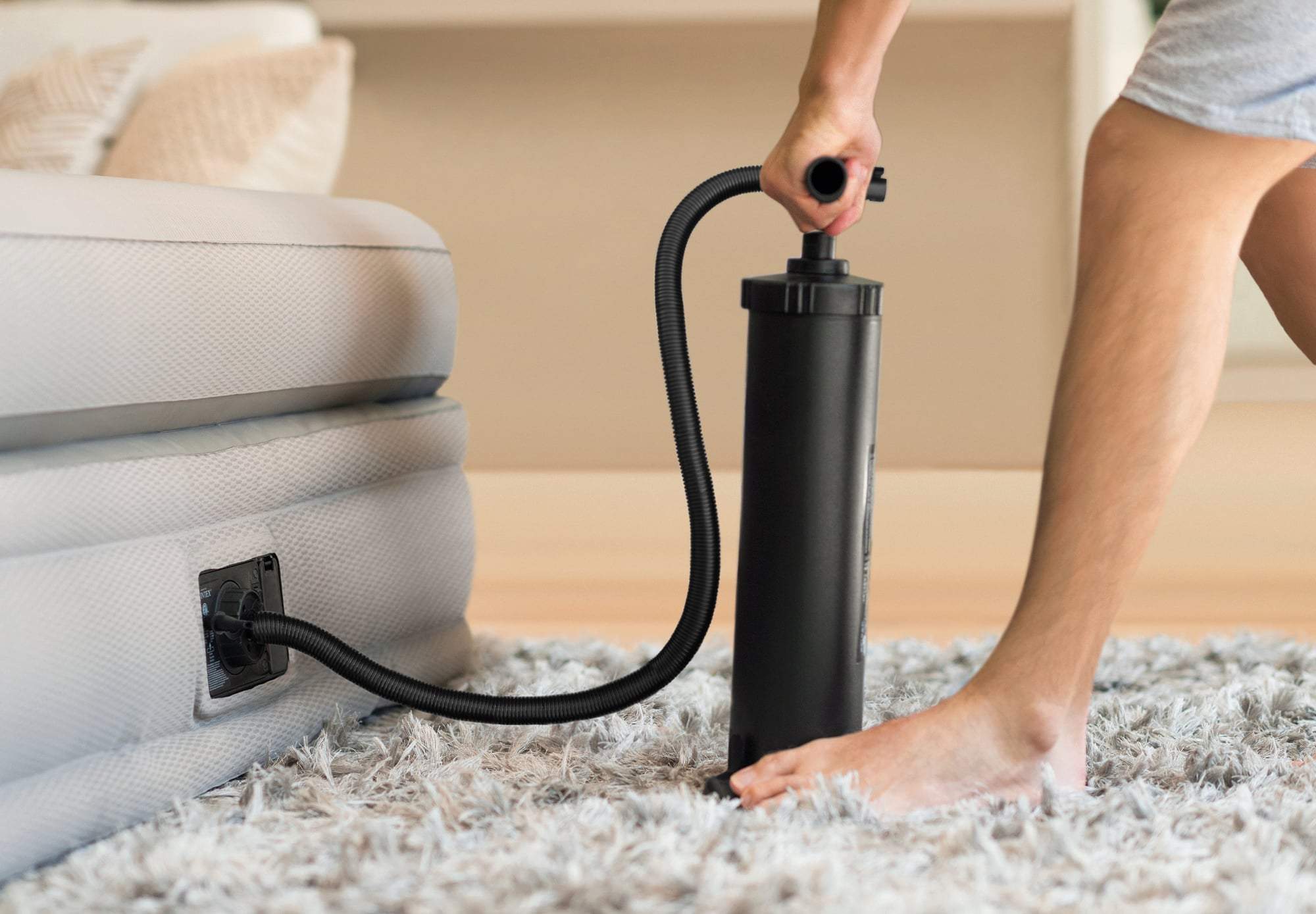 Pompa per gonfiaggio e sgonfiaggio manuale per materassini e piscine gonfiabili