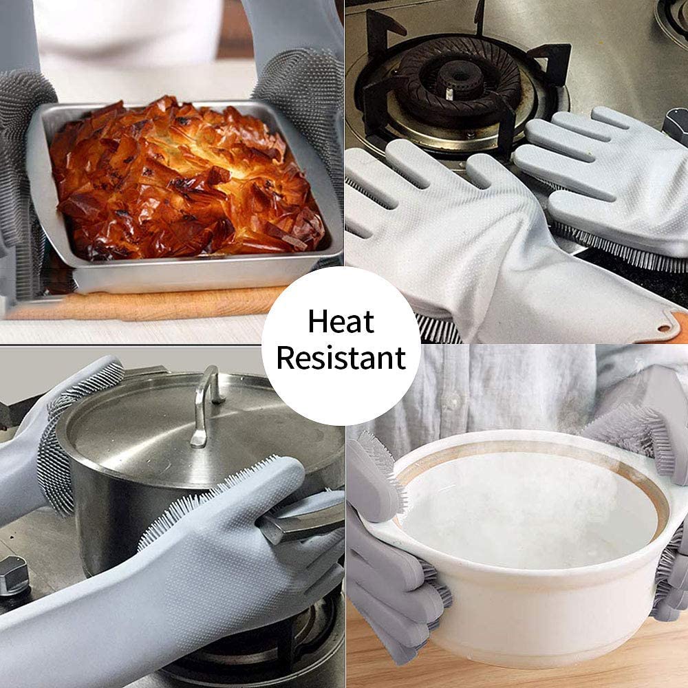 Guanti in silicone con spugna integrata per lavare i piatti da cucina