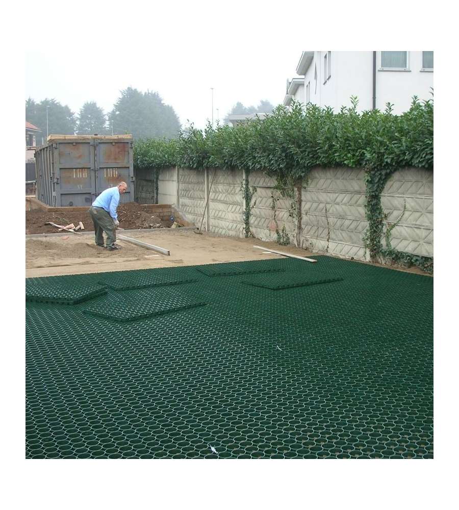 Piastrella grigliata salvaprato in pvc Verde 80 x 40 cm, mattonella componibile