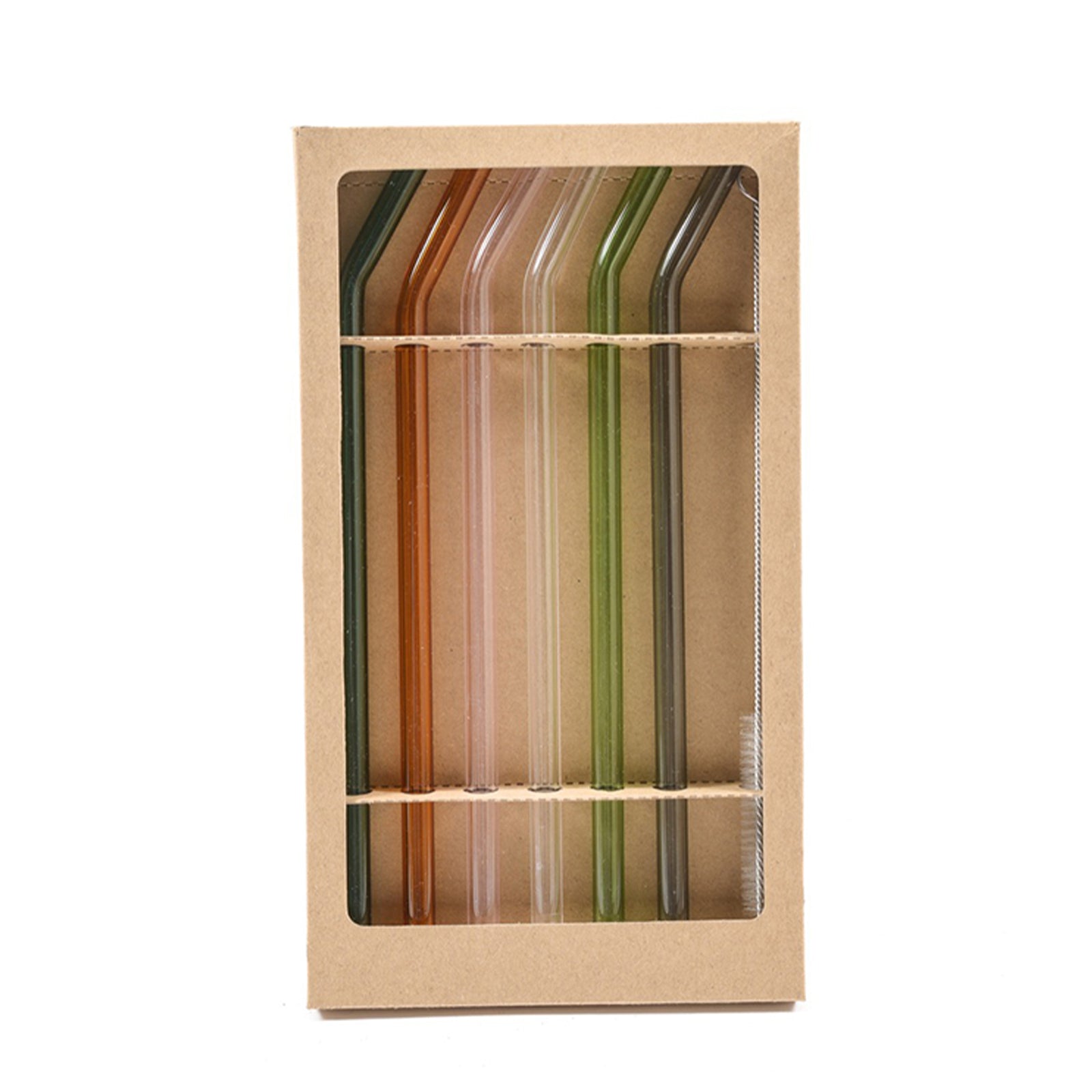 Set 6 cannucce colorate in borosilicato con spazzolino 20cm in confezione regalo