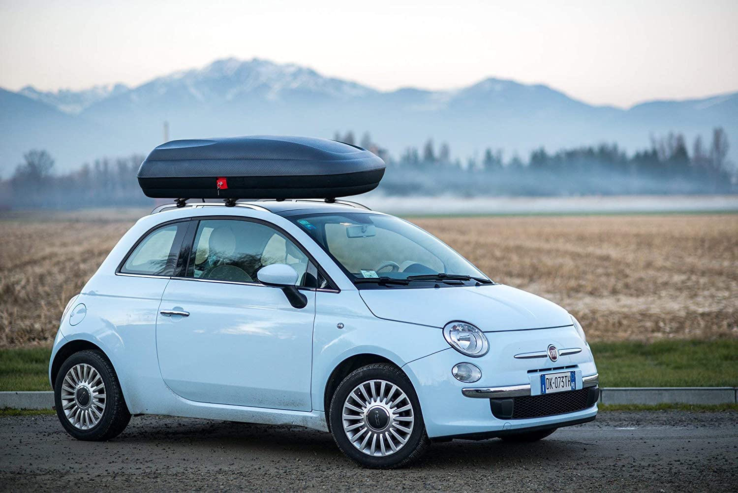 Baule portapacchi per auto effetto fibra di Carbonio da 320 lt "Made in Italy"