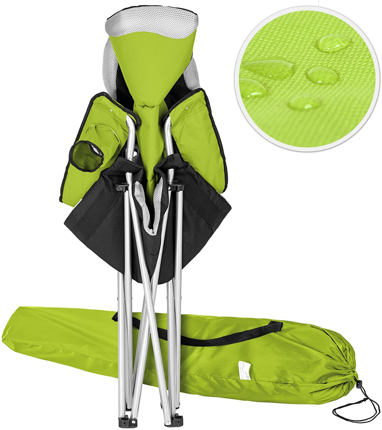 Poltrona da campeggio imbottita con chiusura ad ombrello "Camping" in acciaio per mare e Balcone