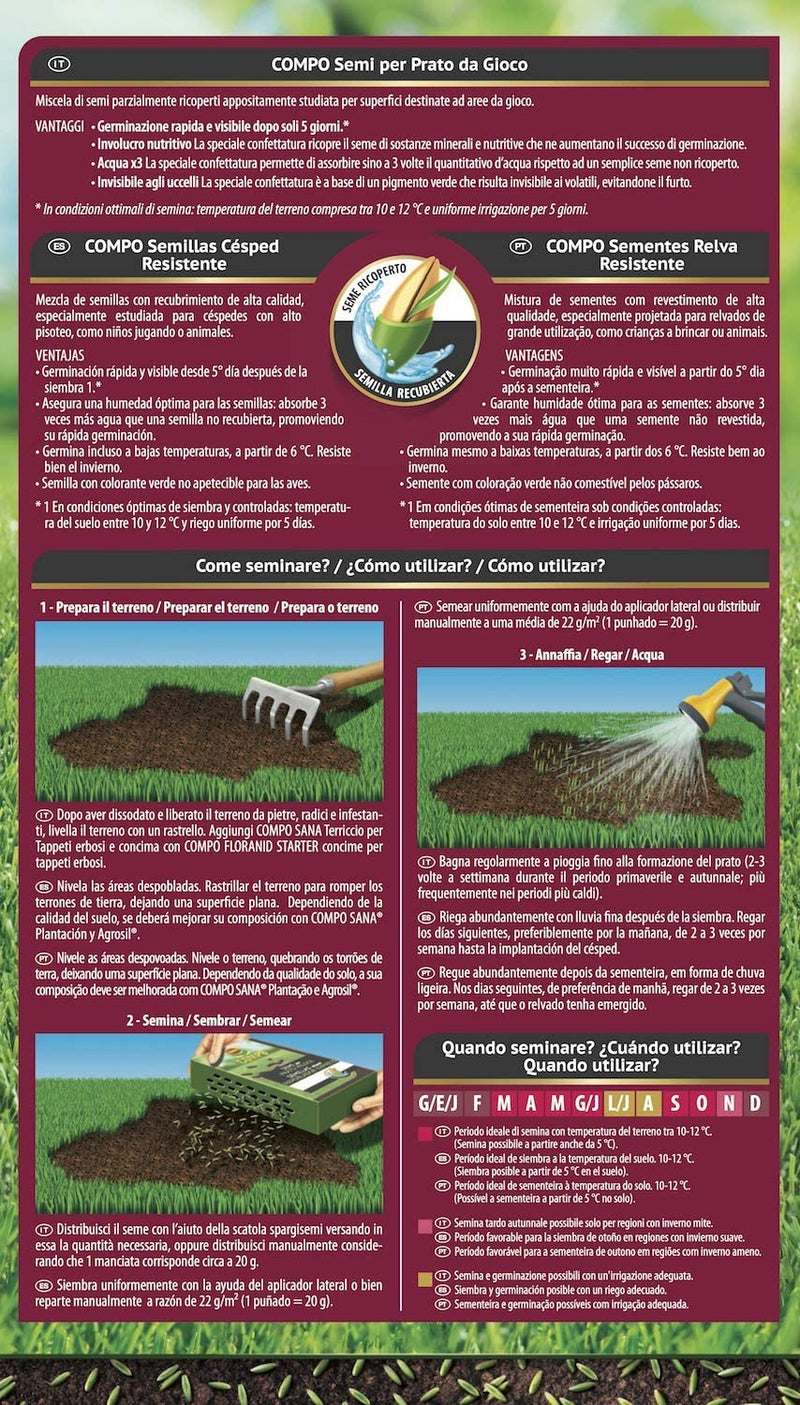 Seme "Prato per Gioco" tappeto erboso per terreni calpestati ad uso intensivo