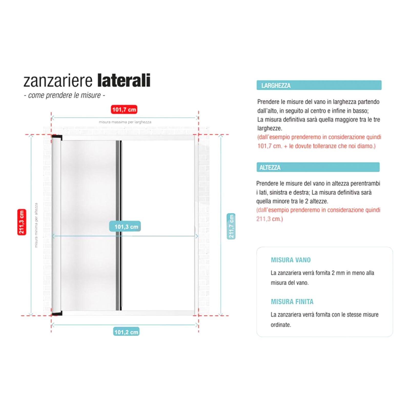 Zanzariera a carrarmato su misura ''Metra'' profilo Grigio apertura laterale (Made in Italy)
