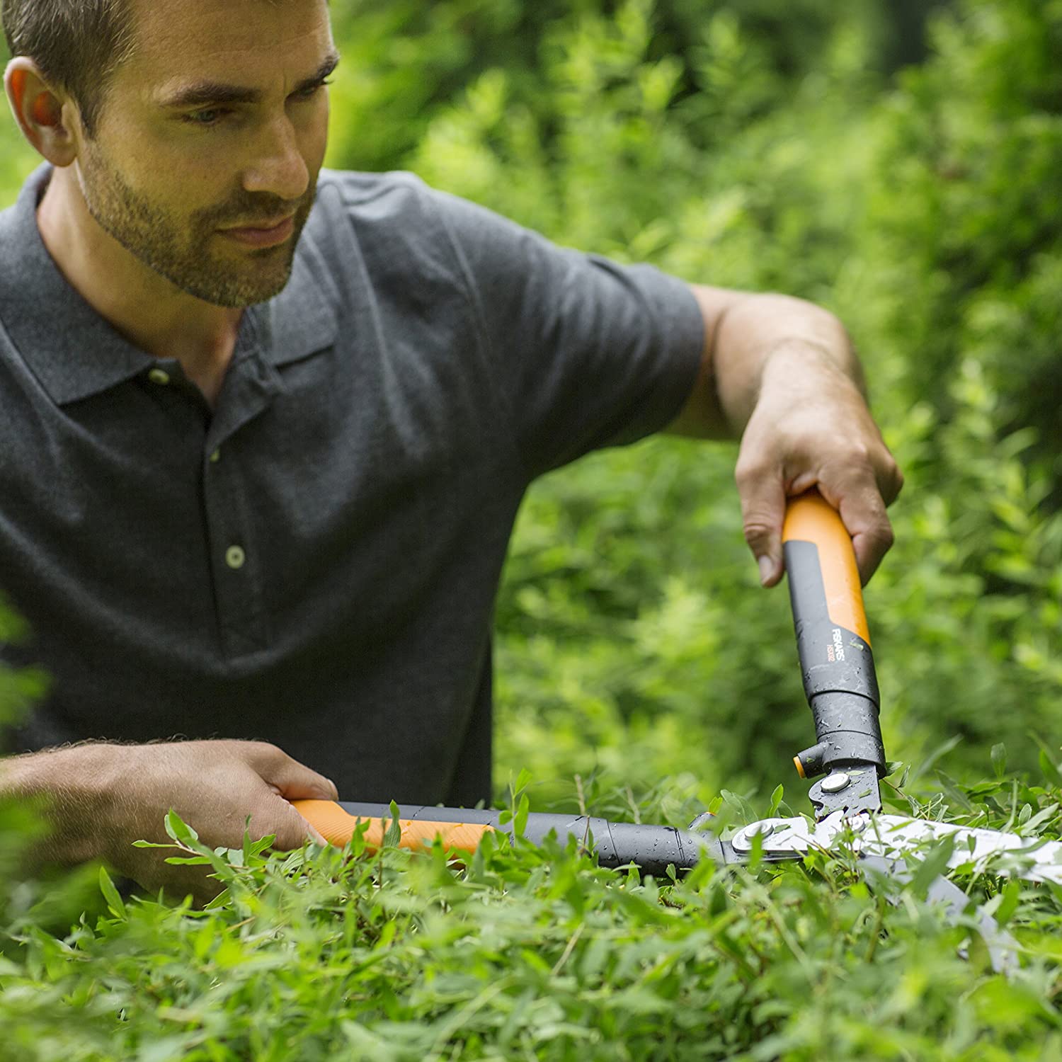 Forbicione professionale a cremagliera per siepe con lama retta da 63 cm
