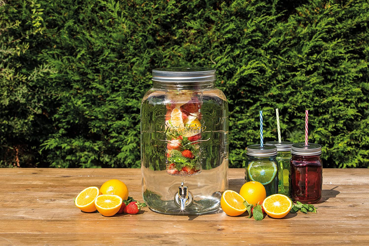 Caraffa in vetro dispenser per bevande con rubinetto ed infusore 4 Lt
