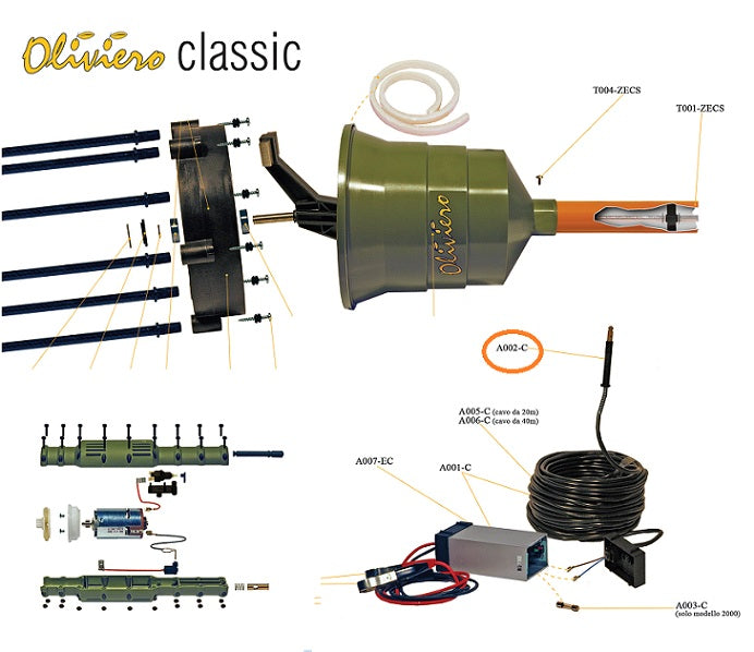 Ricambio per abbacchiatore Oliviero spinotto con 1 mt di cavo e guaina auto restringente