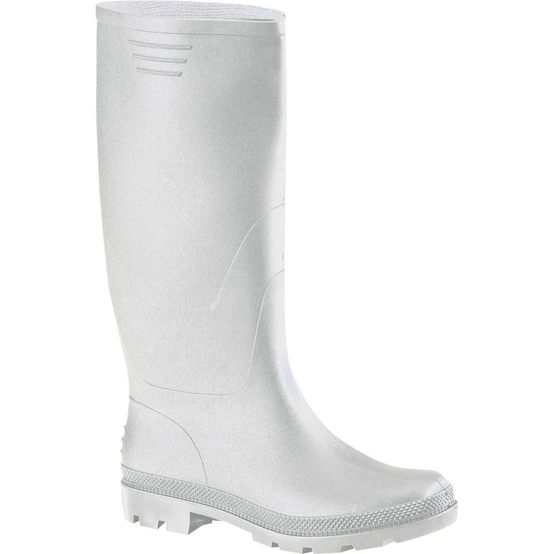 Stivali impermeabili alti altezza ginocchio in PVC Bianco, con suola antiscivolo