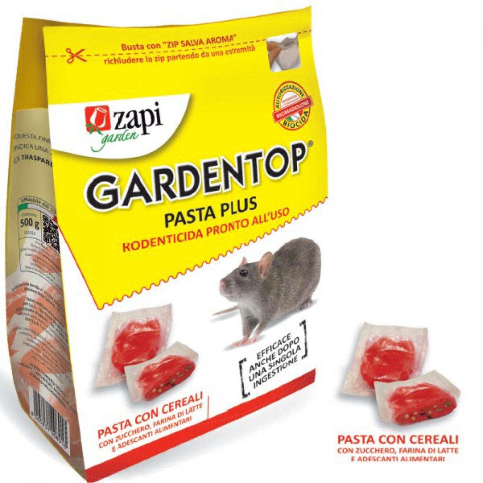 Esca topicida "Garden top pasta Plus" bocconi per topi, ratti e arvicole veleno rodenticida 1,5 kg