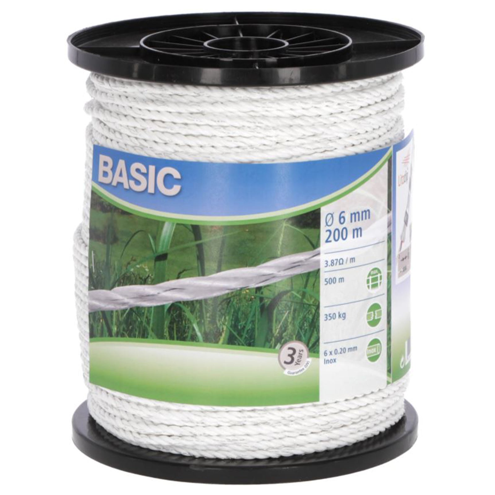 Corda recinto elettrico per cavalli e mucche, fune Bianca Ø 5,5 mm 200 mt