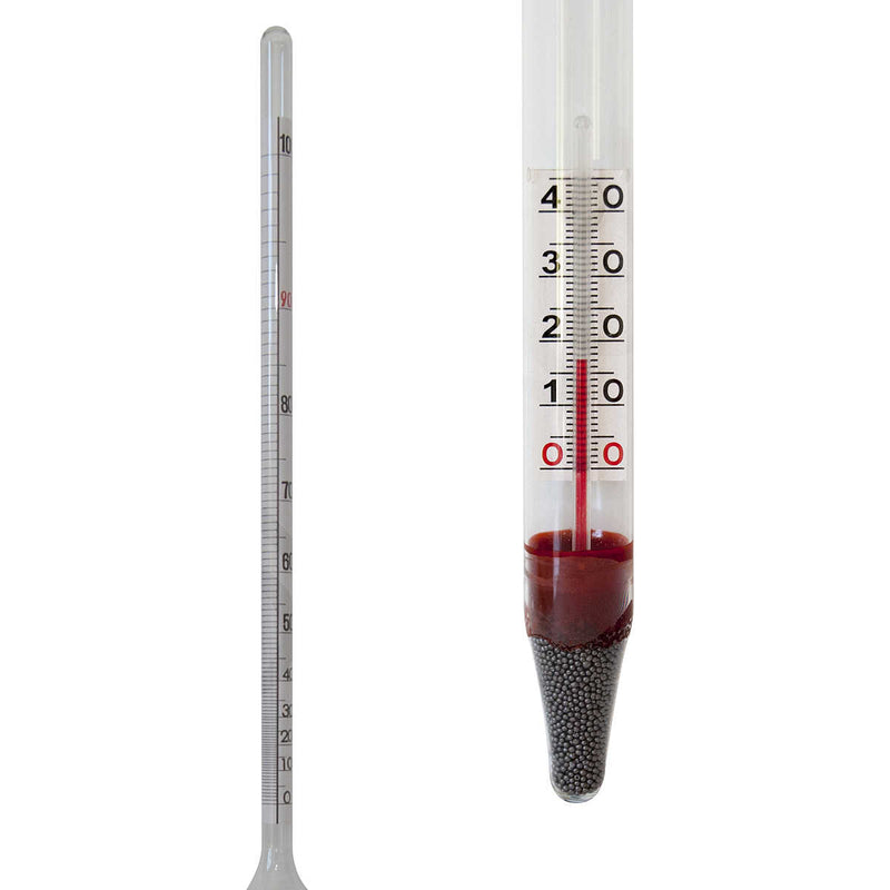 Alcolometro da banco con termometro in vetro misuratore per alcol nei distillati, vino e birra 39 cm