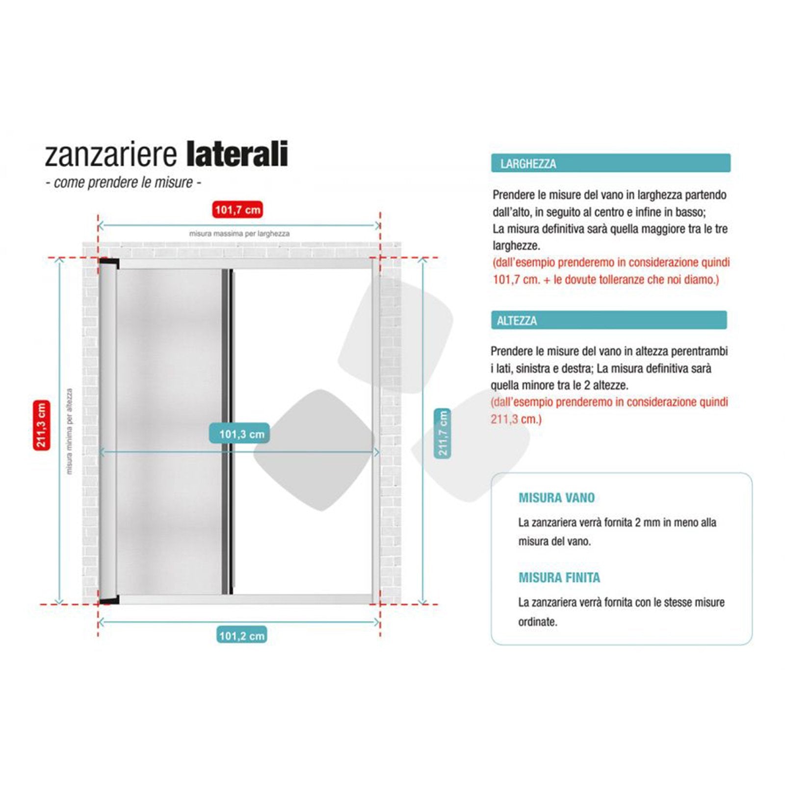Zanzariera a carrarmato su misura ''Metra'' profilo Marrone Raffaello apertura laterale (Made in Italy)