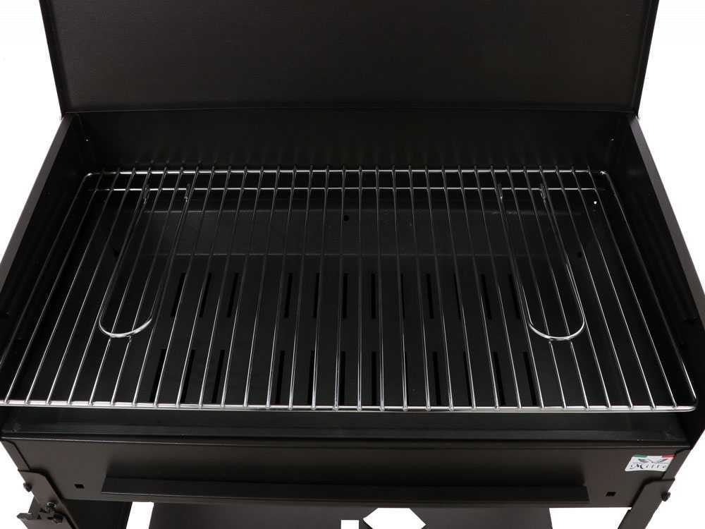 Barbecue a carbonella "Polifemo" griglia regolabile con ruote e tappo "Made in Italy"