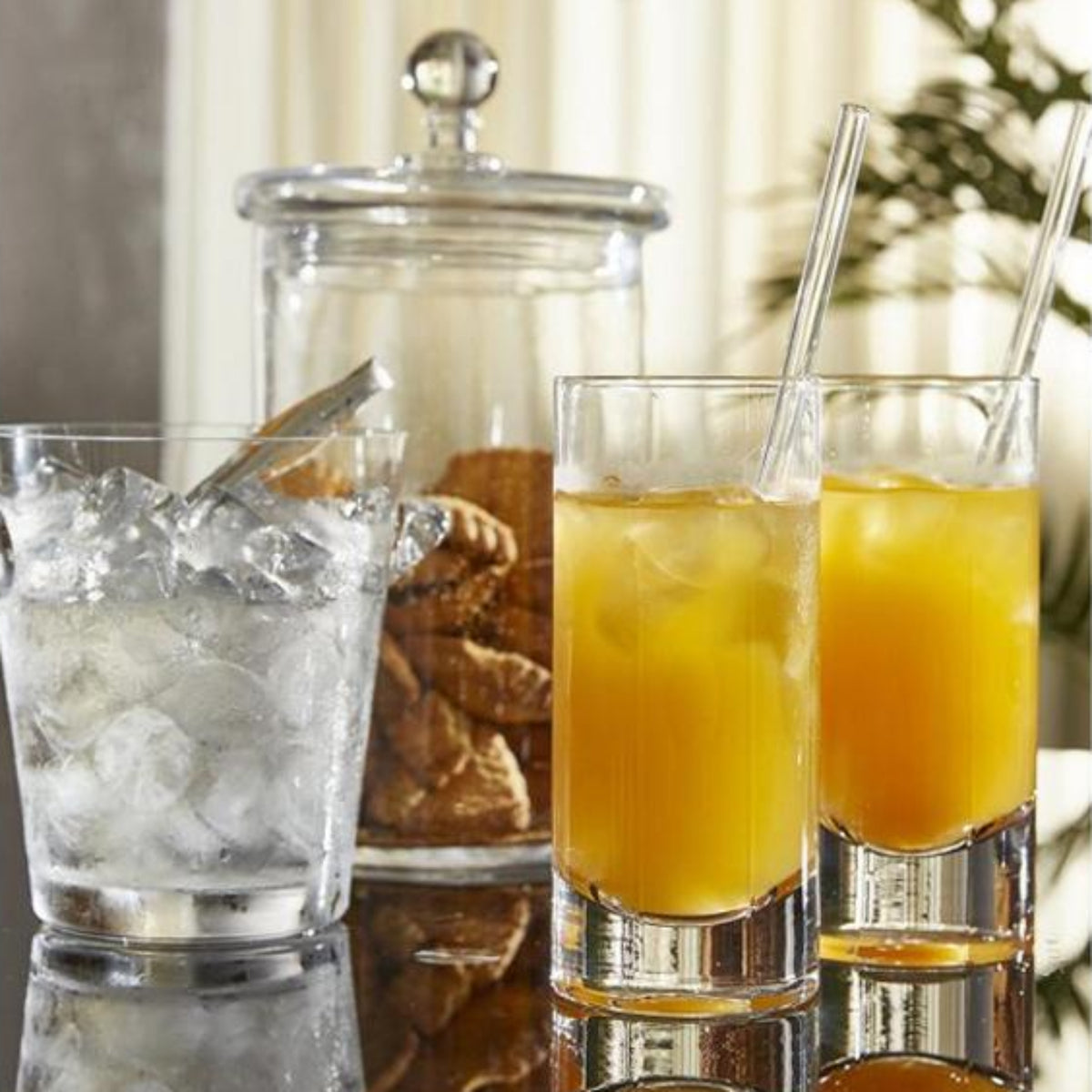 Set 6 bicchieri cilindro alto in vetro trasparente succo e acqua h 17
