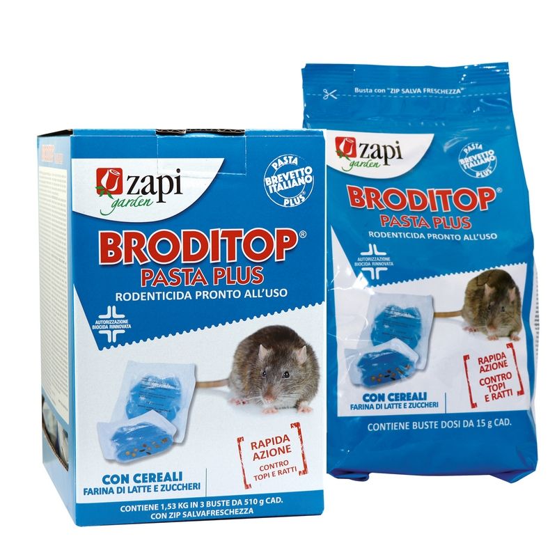 Esca topicida "Braditop pasta" bocconi per topi, ratti e arvicole veleno rodenticida 1,5 kg