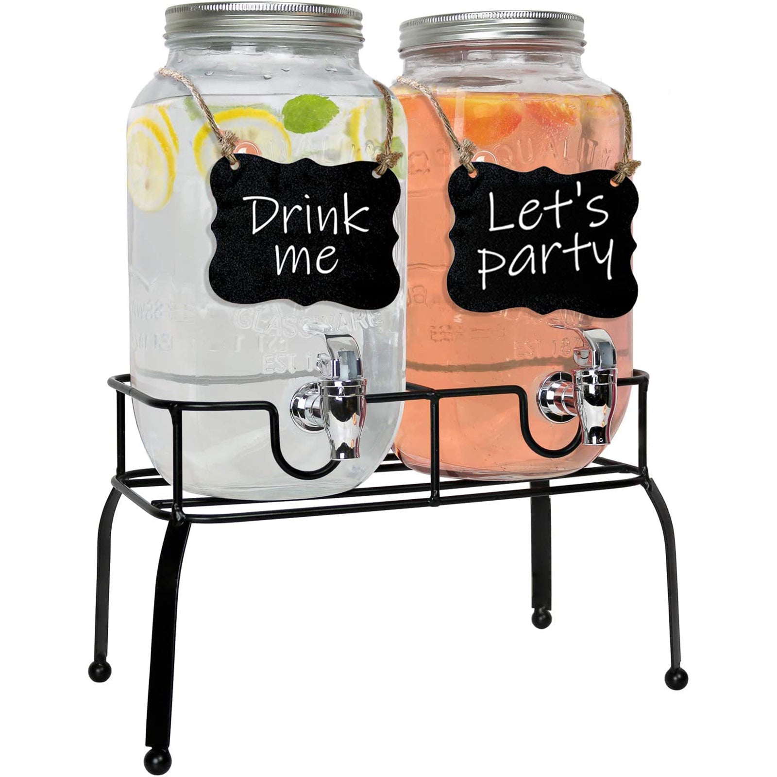 Nicebottles – 2 Caraffe In Vetro Con Manico Da 1/2 Gallone (1,89 L) – Trasparenti, Con Coperchio Ermetico, Per Acqua E Fermentazione