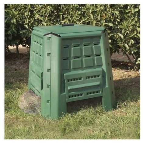 Compostiera quadrata da giardino 380 lt con apertura superiore ed inferiore