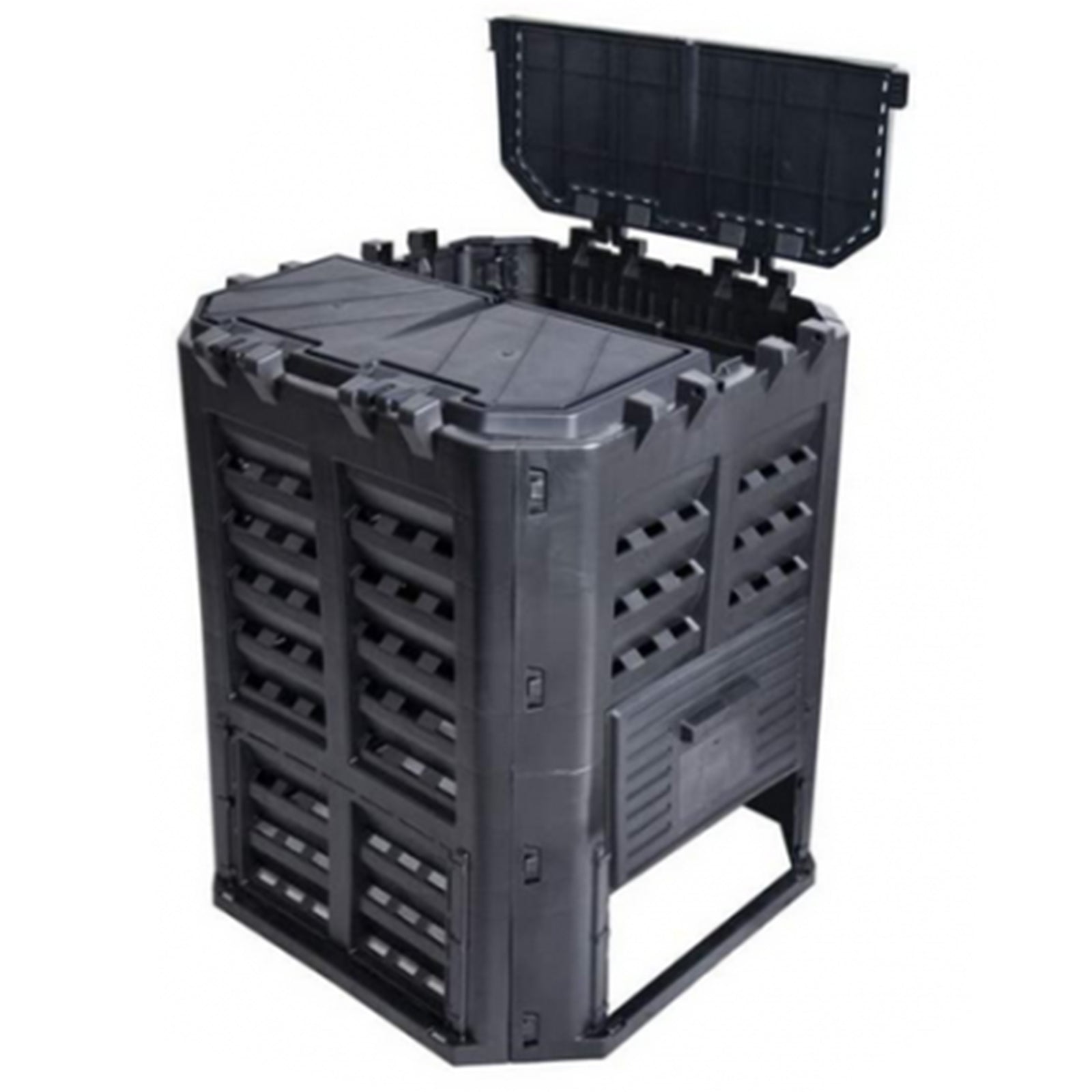 Compostiera quadrata da giardino 360 lt con apertura superiore ed inferiore