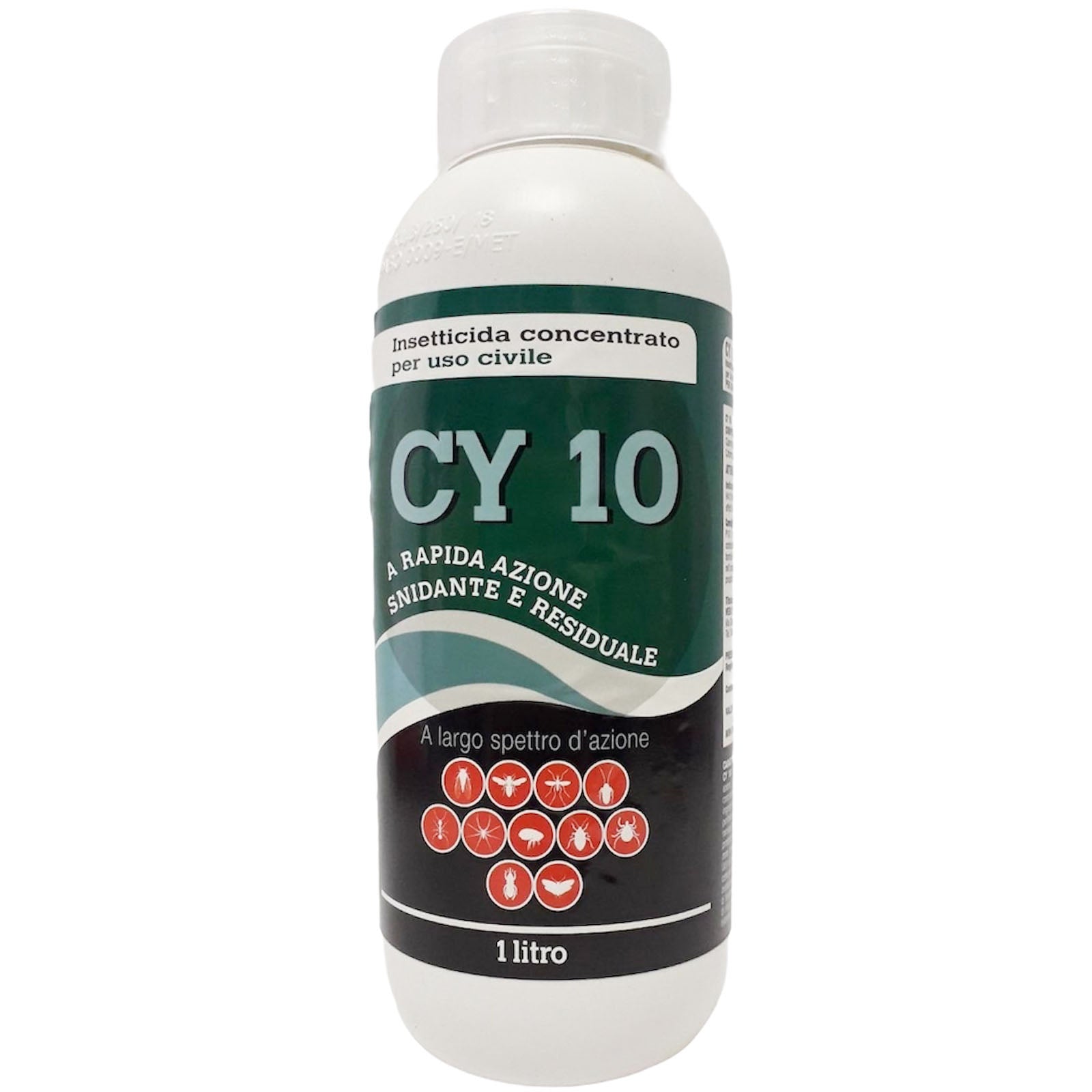 Insetticida concentrato cipermetrina pura "CY10" per mosche, pulci, zecche e zanzare tigre Lt 1
