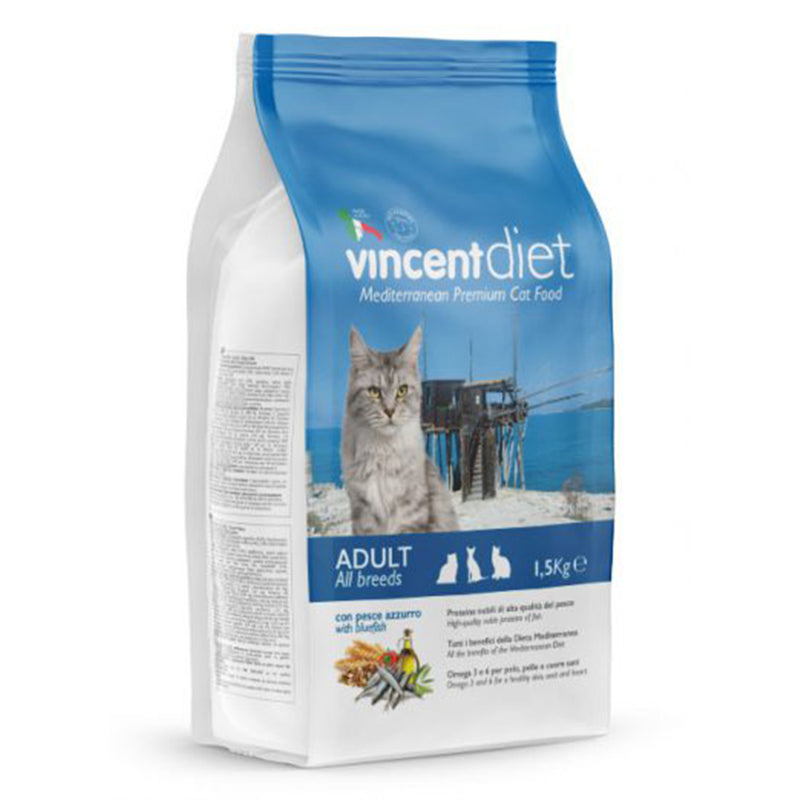 Crocchette Vincent per gatti My Diet 1,5 kg a base di pesce, cereali e verdura