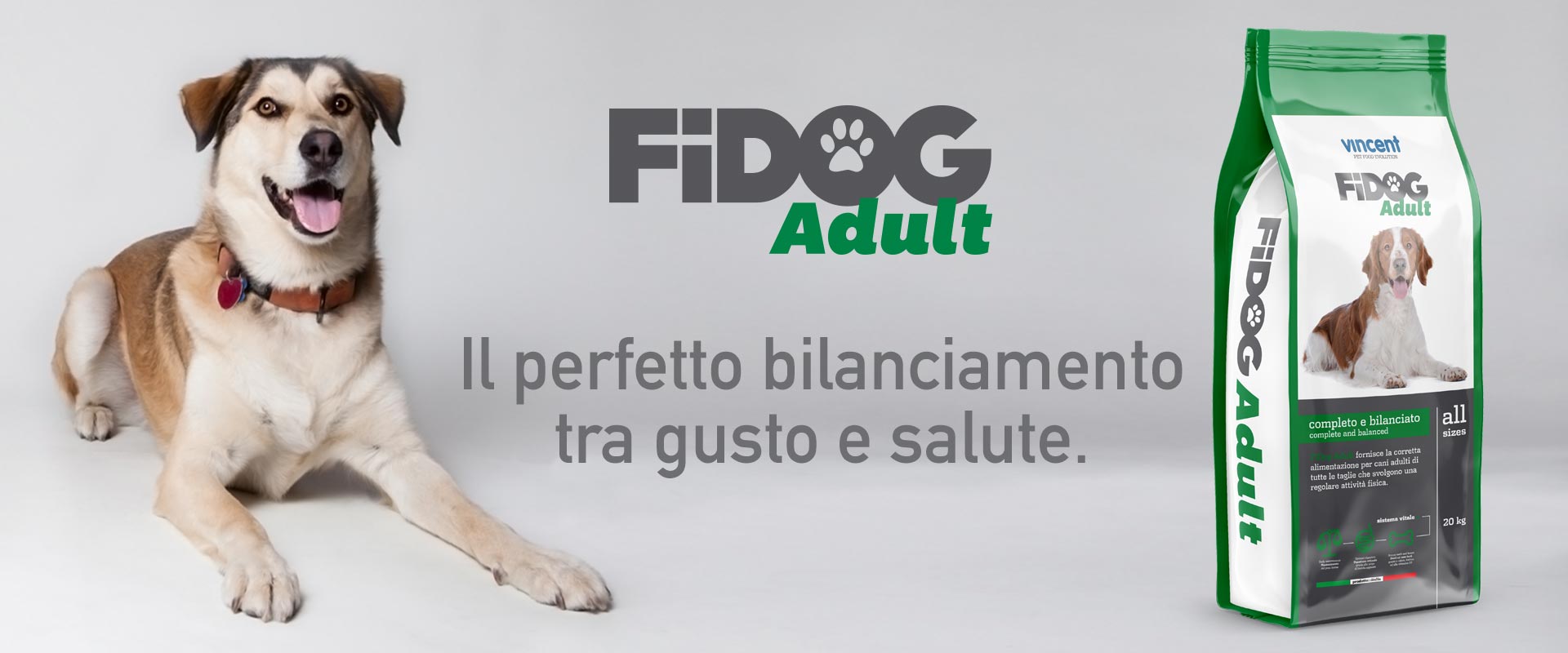 Crocchette Vincent per cani attivi Fidog Adult a base di carne, verdure e cerali