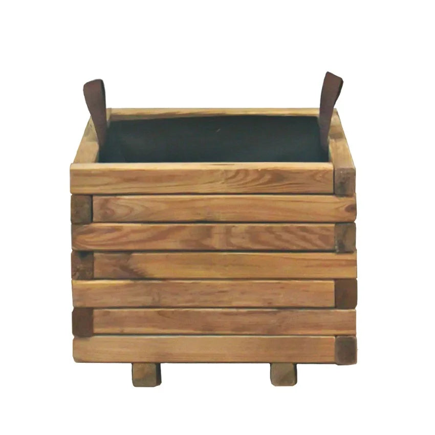 Fioriera in legno naturale per recinzioni giardino e terrazzo 40 x 40 x h 30 cm