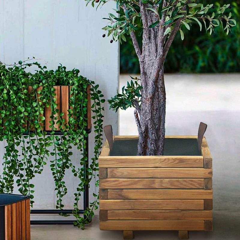 Fioriera in legno naturale per recinzioni giardino e terrazzo 40 x 40 x h 30 cm