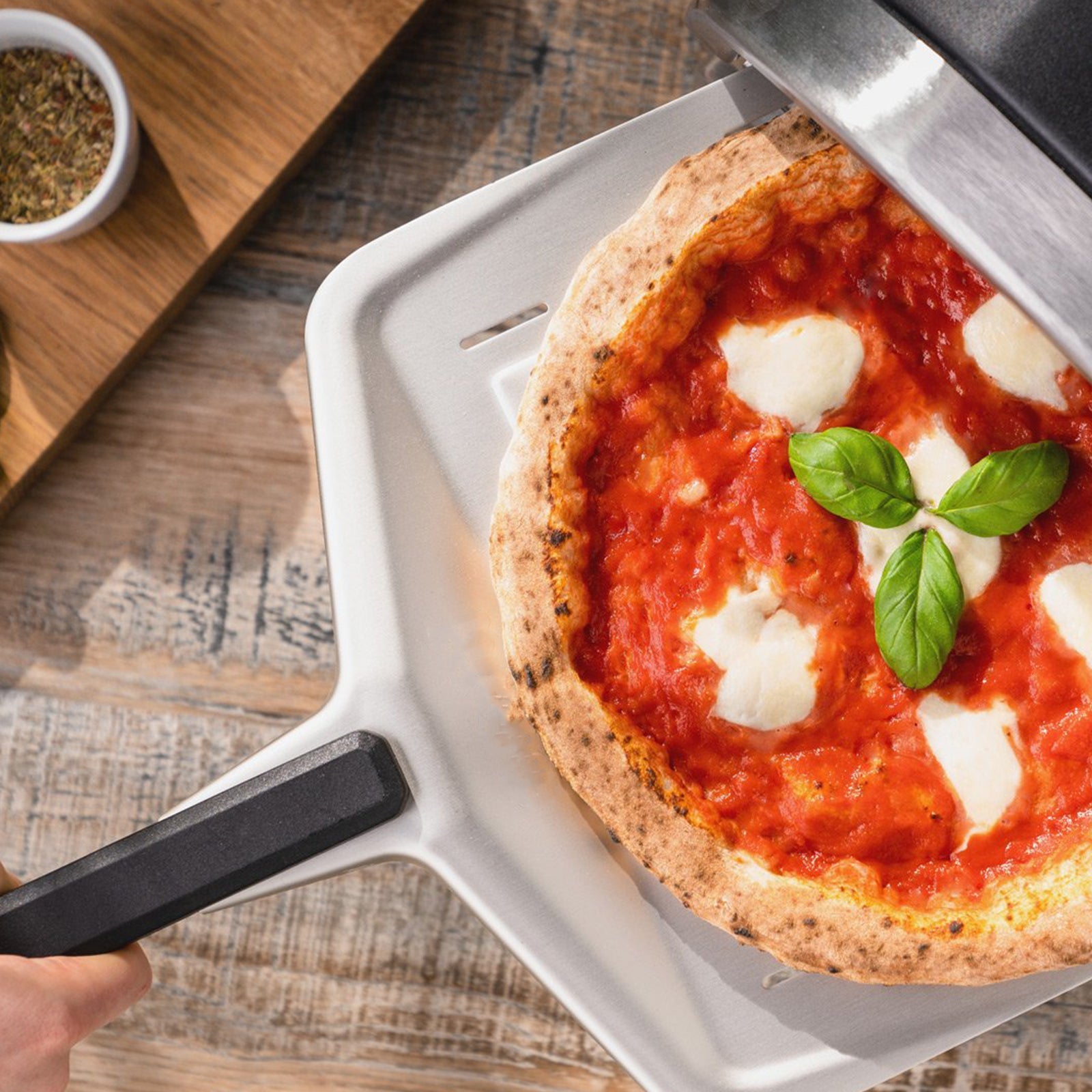 Forno a gas per pizze in acciaio inox da esterno con piedi pieghevoli "Made in Italy"