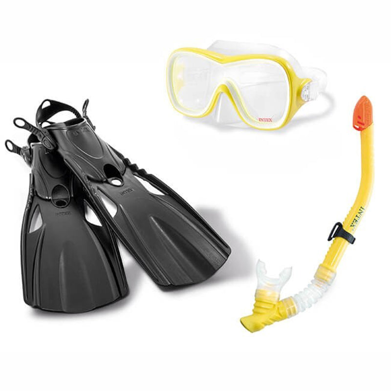 Kit completo pinne maschera e boccaglio da sub adulti per immersioni e snorkeling