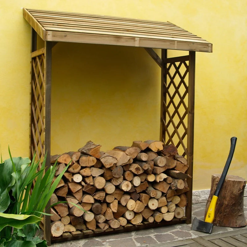 Legnaia con grigliato in legno di Conifera da giardino "Made in Italy"