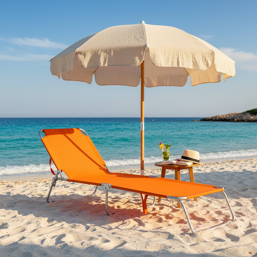 Lettino prendisole pieghevole "Rimini" brandina da spiaggia e balcone