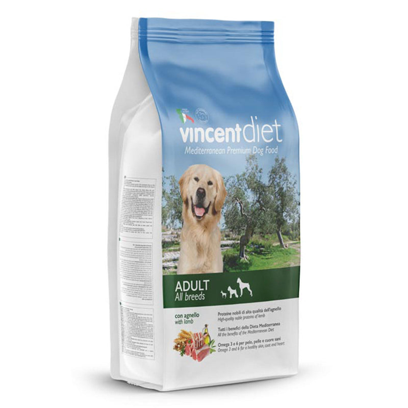 Crocchette Vincent Diet, per cani a pelo lungo a base di Agnello, cereali e legumi