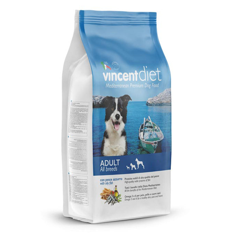 Crocchette Vincent Diet per cani a base di Pesce Azzurro, cereali e legumi