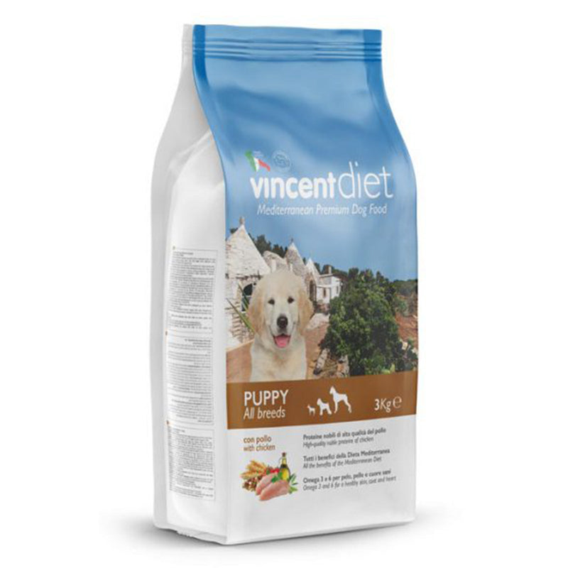 Crocchette Vincent Diet Puppy per cuccioli di cane a base di Pollo, verdure e cerali