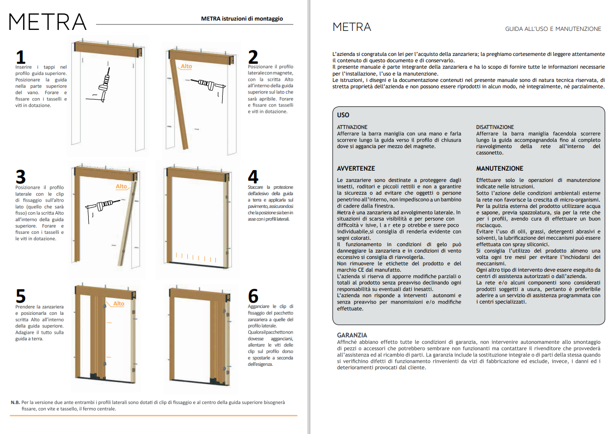 Zanzariera a carrarmato su misura ''Metra'' profilo Avorio apertura laterale (Made in Italy)