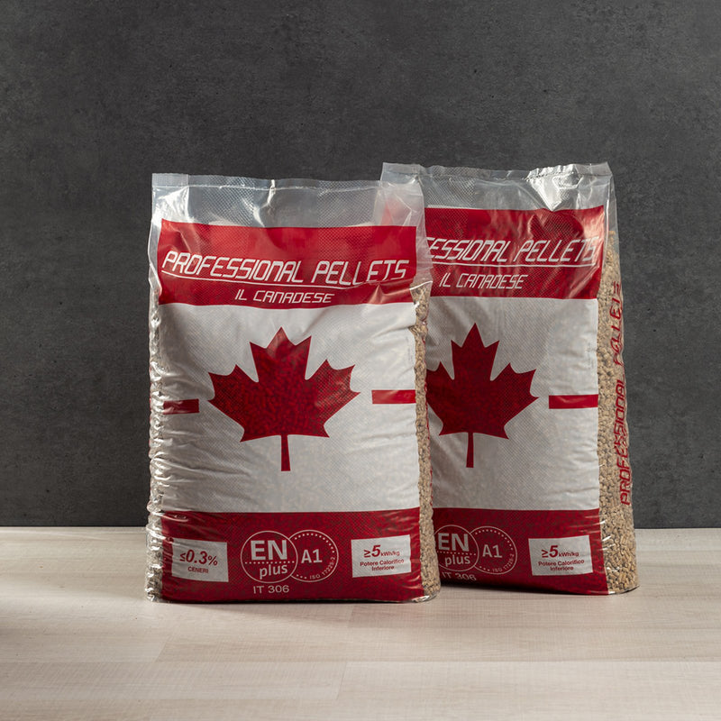 Pellet canadese professionale per riscaldamento di abete rosso 80% + abete bianco 20% kg 15