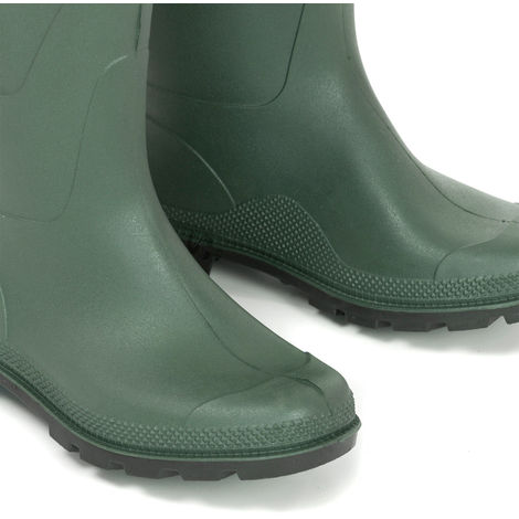 Stivali impermeabili alti altezza ginocchio in PVC verde, con suola antiscivolo nera